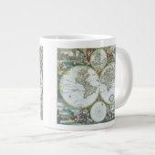 17世紀の古地図 世界地図、フレデリック・ド・ウィット ジャンボコーヒーマグカップ (正面右)