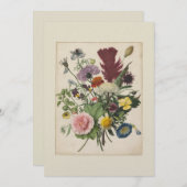 17世紀の花柄 フラット ありがとうカード サンキューカード (正面/裏面)