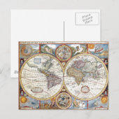 17世紀の複半球の世界地図 ポストカード (正面/裏面)