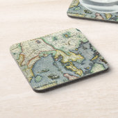 17世紀アンティークアジア地図，メルカトル/ホンジウス コースター (左側)