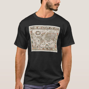17世紀アンティーク世界地図の歴史地理E Tシャツ