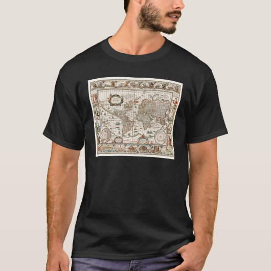 17世紀アンティーク世界地図の歴史地理E Tシャツ (正面)