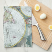 17世紀アンティーク世界地図フレドリック・ド・ウィット キッチンタオル (四つ折り)