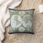 17世紀アンティーク世界地図フレドリック・ド・ウィット クッション (ブランケット)