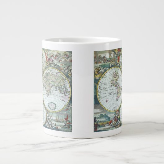 17世紀アンティーク世界地図フレドリック・ド・ウィット ジャンボコーヒーマグカップ (正面)
