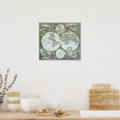 17世紀アンティーク世界地図フレドリック・ド・ウィット ポスター (キッチン)