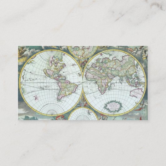 17世紀アンティーク世界地図フレドリック・ド・ウィット 名刺 (裏面)