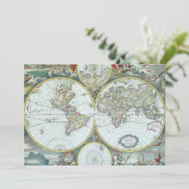 17世紀アンティーク世界地図フレドリック・ド・ウィット 招待状