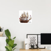 17世紀イギリス軍艦モデル ポスター (ホームオフィス)