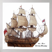17世紀イギリス軍艦モデル ポスター (正面)
