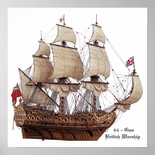 17世紀イギリス軍艦モデル ポスター (正面)
