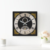 17世紀デザインウォールクロック スクエア壁時計 (ホーム)