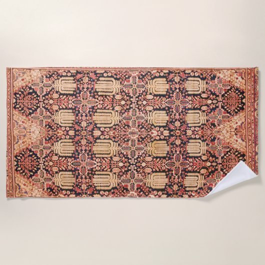 17世紀ペルシアラグプリント ビーチタオル (正面)