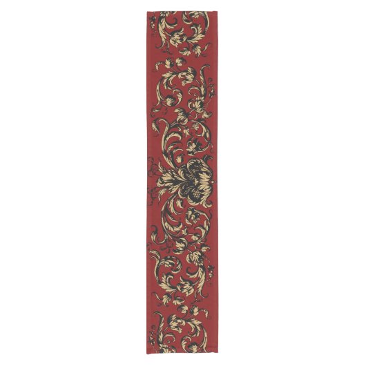 17世紀華美葉つる植物オーナメント ショートテーブルランナー (正面)