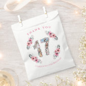 17人目の女の子の誕生日写真コラージュピンクの花 フェイバーバッグ (クリップ留めされた状態)