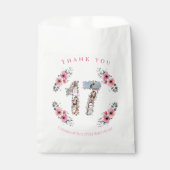 17人目の女の子の誕生日写真コラージュピンクの花 フェイバーバッグ (正面)