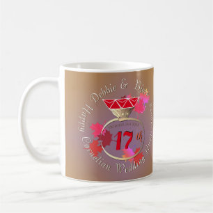17周年結婚カーネリアリングや輪2面 コーヒーマグカップ