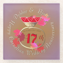 17周年結婚カーネリア ガラスコースター