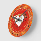 17周年結婚カーネリア ラウンド壁時計 (傾斜)