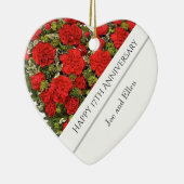 17周年結婚レッドカーネーションハート セラミックオーナメント (右)