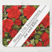 17周年結婚レッドカーネーション スパークリングワインラベル (シングルラベル)