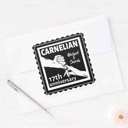 17周年結婚白黒番 スクエアシール (封筒)