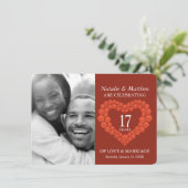17周年結婚記念日のカーネリアン写真 招待状 (スタンド正面)