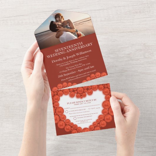 17周年結婚記念日イベント カーネリアン フォト オールインワン招待状 (貼ってはがせる)