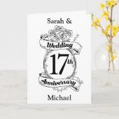 17周年結婚記念日 ブラックアンドホワイトのバラ カード (黄色い花)