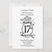 17周年結婚記念日 ブラックアンドホワイトのバラ 招待状 (裏面)