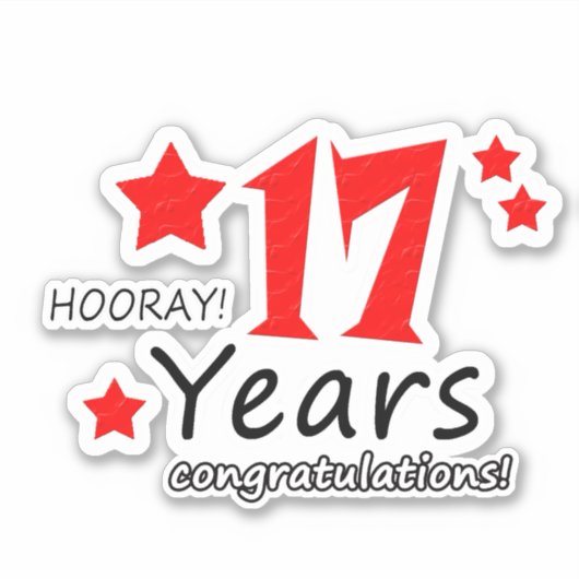 17周年結婚- 17年誕生日 シール (正面)