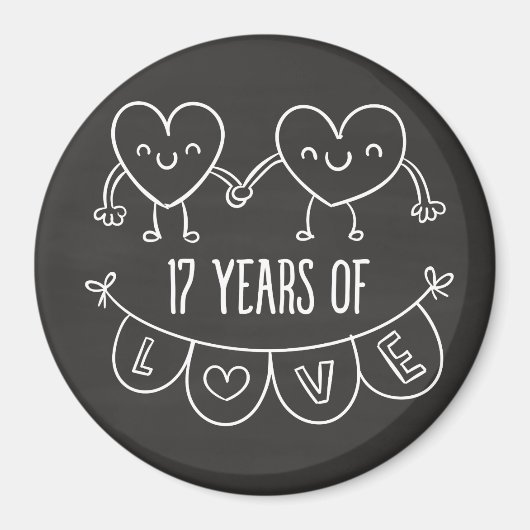 17周年記念ギフトチョークハート マグネット (正面)