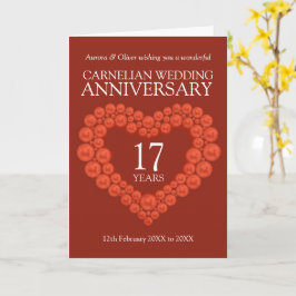 17周年記念結婚カーネリアビーズハート カード
