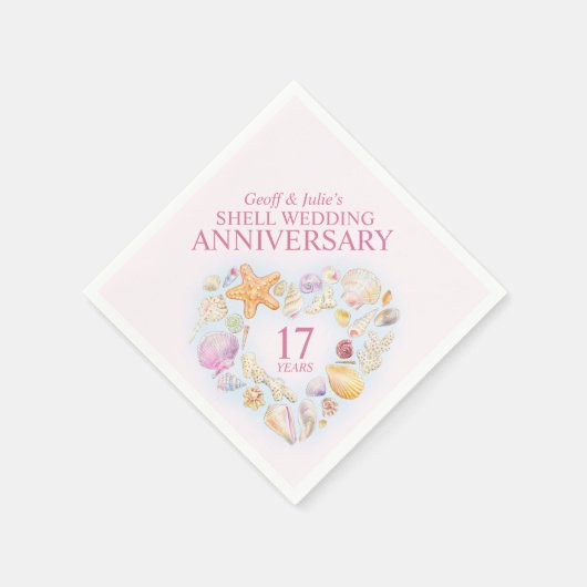 17周年記念結婚シェル水カラーハート スタンダードカクテルナプキン (角)