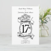 17周年記念 結婚 黒と白のバラ 招待状 (スタンド正面)