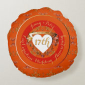 17回目のカーネリアン色の結婚記念日 ラウンドクッション (裏面)