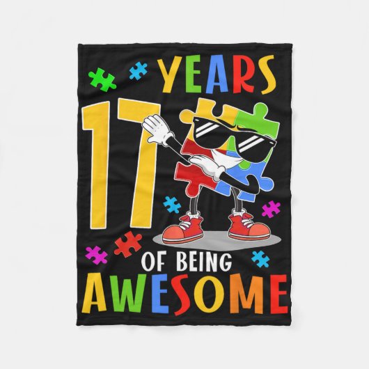17年の自閉症素晴らしの誕生日 フリースブランケット (正面)