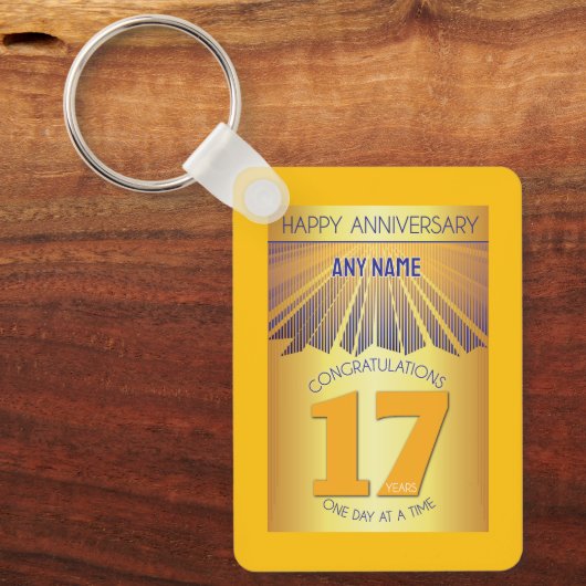 17年間の節酒記念 | ゴールデンレイ12ステップ キーホルダー (正面)