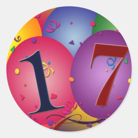 17年!誕生日バルーン ラウンドシール (正面)
