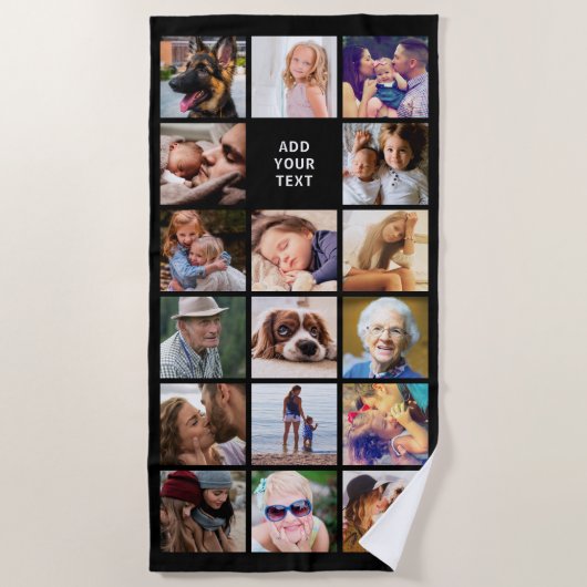 17枚パーソナライズされたのコラージュ ビーチタオル (正面)