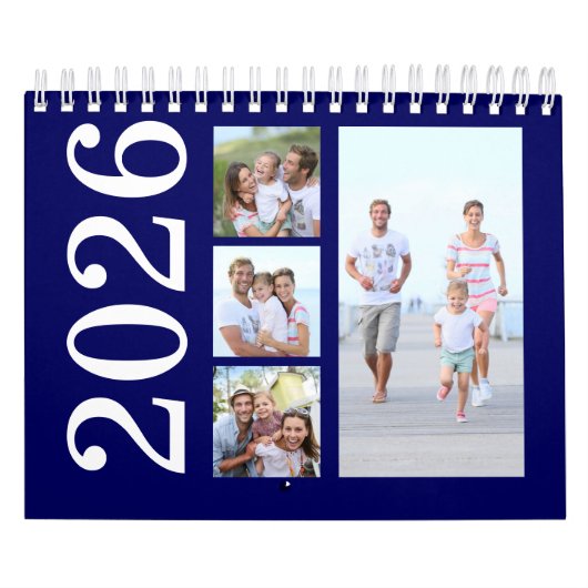 17枚モダンタイポグラフィネイビーブルー2026 カレンダー (カバー)