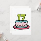17歳お誕生日ケーキ カード (正面/裏面インサイチュ)