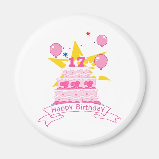17歳お誕生日ケーキ マグネット (正面)