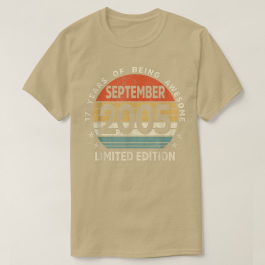 17歳の古いギフト17番目の誕生日2005年9月の制限 Tシャツ (デザイン正面)