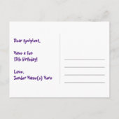 17歳の誕生日おめでとう: 楽しい星の模様、虹17、名前 ポストカード (裏面)