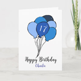 17歳の誕生日の青い風船 カード