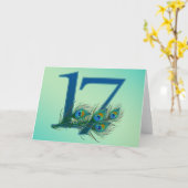 17歳の誕生日または記念日の孔雀の数です カード (黄色い花)