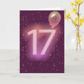 17歳の誕生日ネオンサインとバルーン カード (黄色い花)