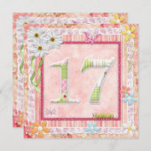 17歳の誕生日パーティーのスクラップブッキングスタイル 招待状 (正面/裏面)