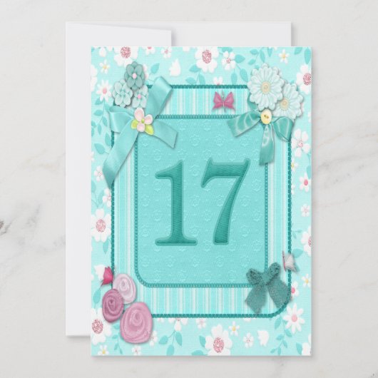 17歳の誕生日パーティー招待状 招待状 (正面)
